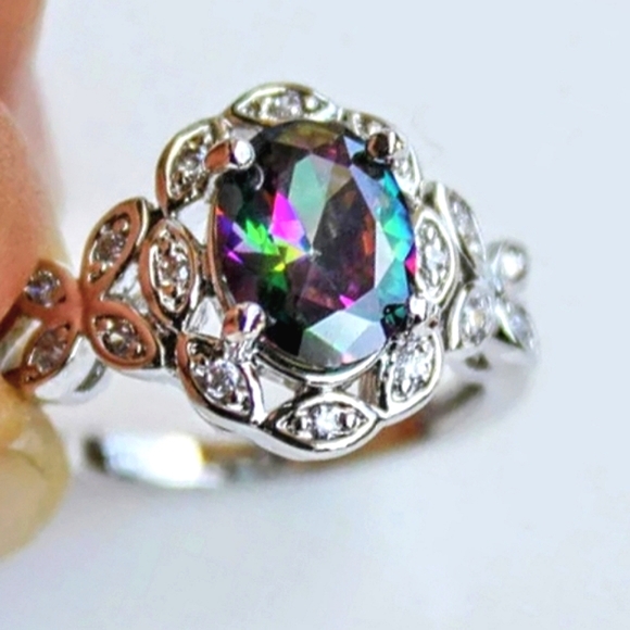 Mystic Rainbow Topaz Ring - Picture 1 of 13